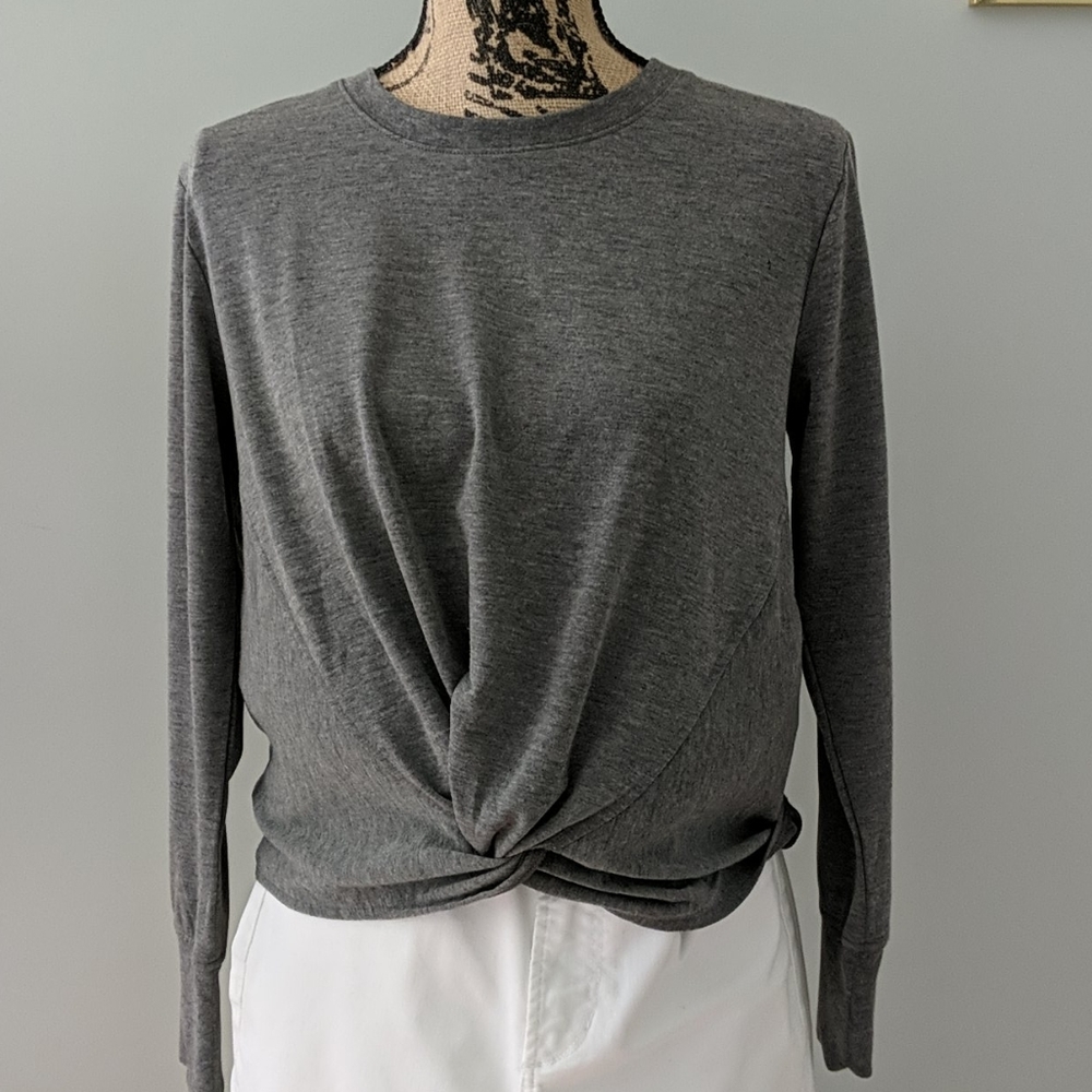 A soft Heather grey shirt with great detail.